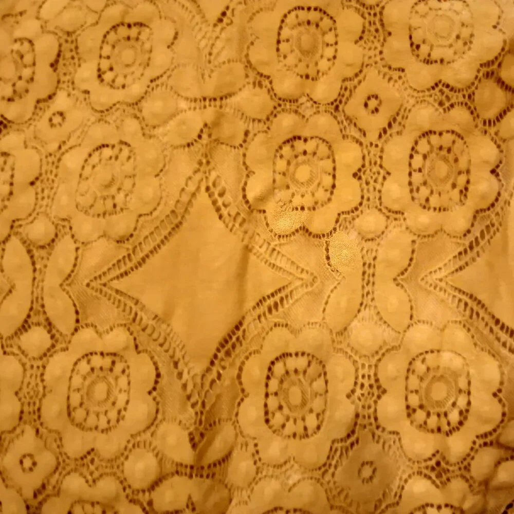 Doe&Rae Womens Summer Tank Top Lace Crochet Golden Yellow Peplum Blouse Tank Top - Picture 3 of 6